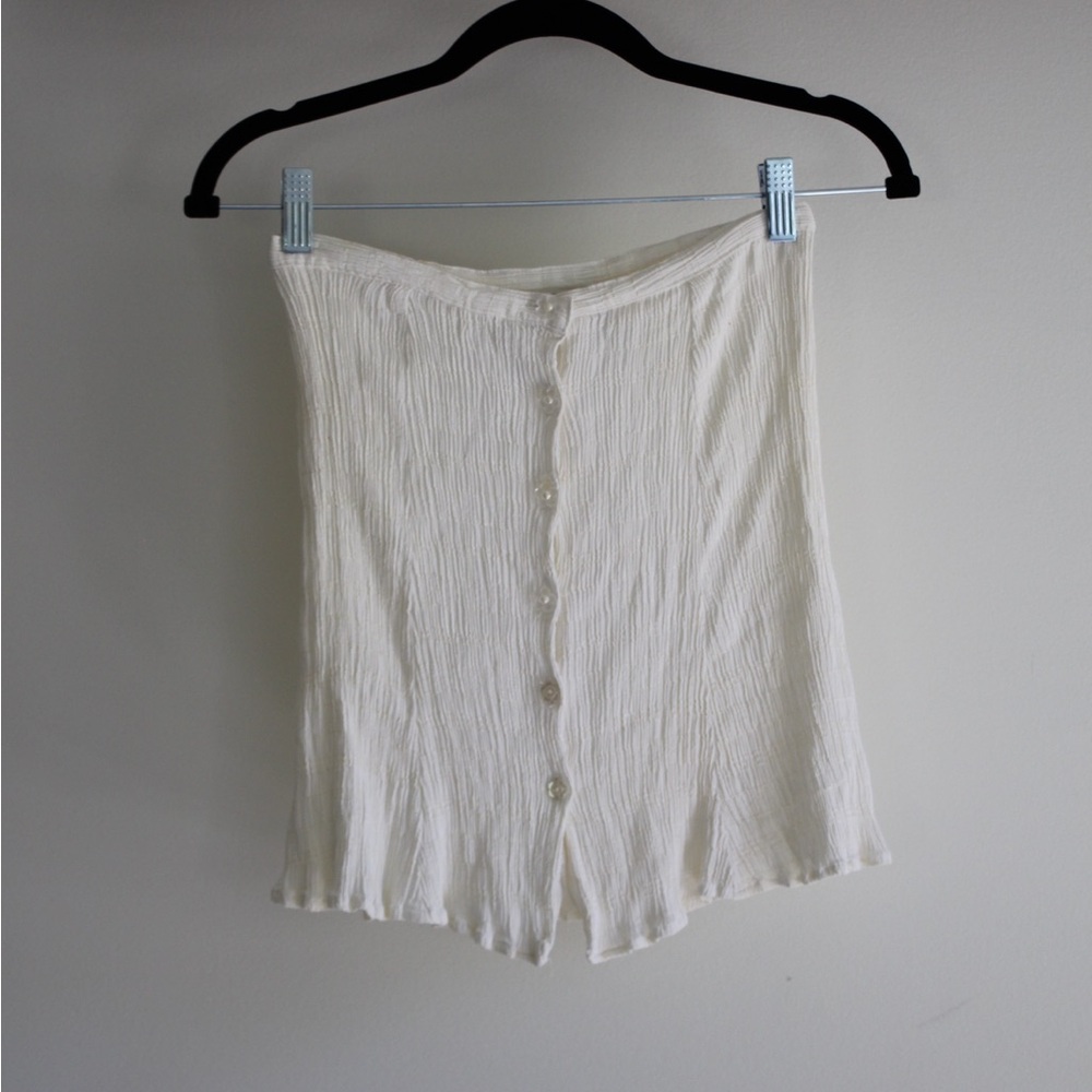 White Button-Front Tube Top